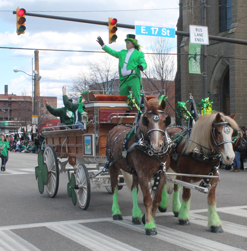 Green horses at  the 2016 St. Patrick's Day Parade in Cleveland