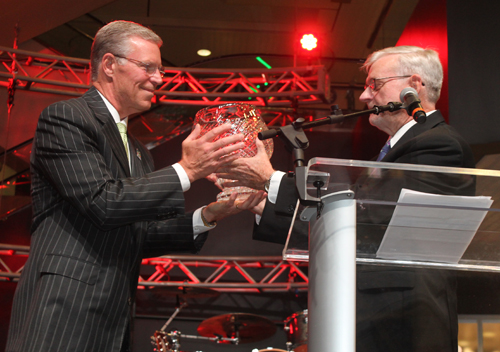 Gerry Quinn presents crystal bowl to Chris Connor