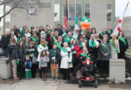 Katie Cooper led the national anthem of Ireland in Irish and of the United States. 