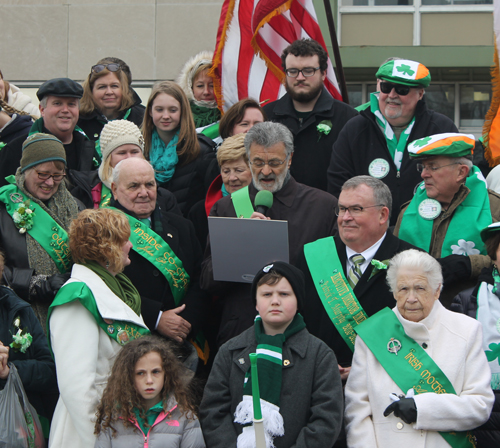 Mayor Frank Jackson presented a proclamation to United Irish Societies Executive Director Shannon Corcoran