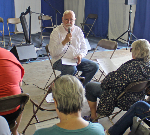 Dennis Doyle giving Gaelic lessons