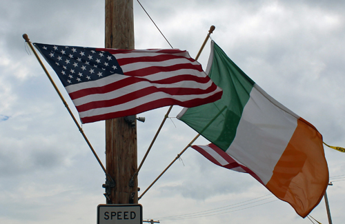 Flags of the US and Ireland