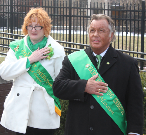 Katie Cooper led the US and Irish national anthems on St Patrick's Day 2018 in Cleveland