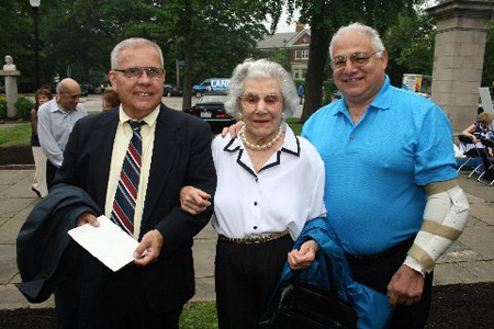 Italian Garden creator Philip Garbo's daughter Ina flanked by son and son-in-law