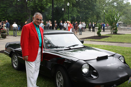 Gaetano Cecchini admiring an Alfa Romeo