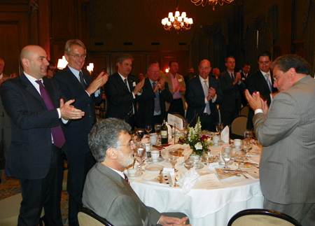 H.E. Giuliomaria Terzi di Sant'Agata, Ambassador of Italy to the United States, leads the Knighting Ceremony of Cleveland mayor Frank G. Jackson.  