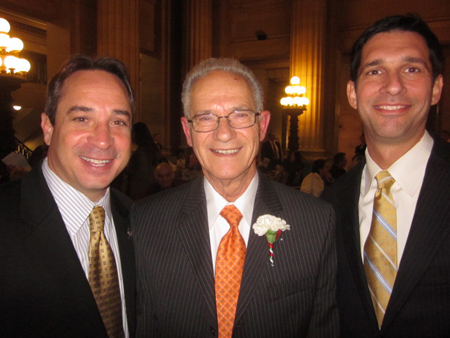 Councilman Matt Zone, Honoree Ernie LaManna and his son Frank LaManna