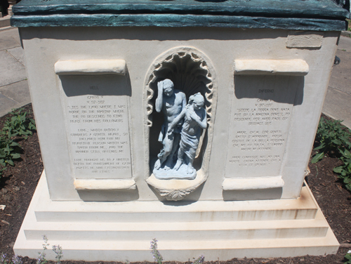 Base of Dante Alighieri statue in Cleveland Italian Cultural Garden