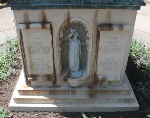 Base of Dante Alighieri statue in Cleveland Italian Cultural Garden