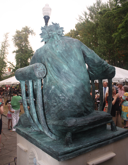 Rear of Dante Alighieri statue in Cleveland Italian Garden