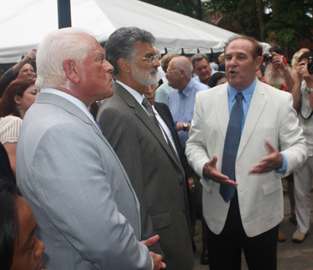 Sculptor Sandro Bonaiuto, Cleveland Mayor Frank Jackson and Ken Lanci