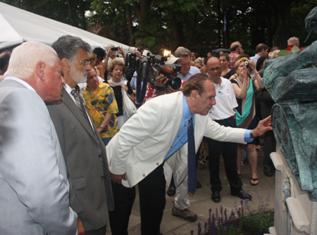 Sculptor Sandro Bonaiuto, Cleveland Mayor Frank Jackson and Ken Lanci