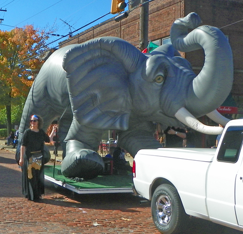 Elephant float at Columbus Day Parade in Cleveland - Little Italy