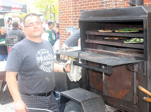 Cooking pizza  at  Cleveland Columbus Day Parade 2014