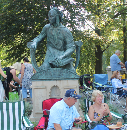 at the statue of Dante