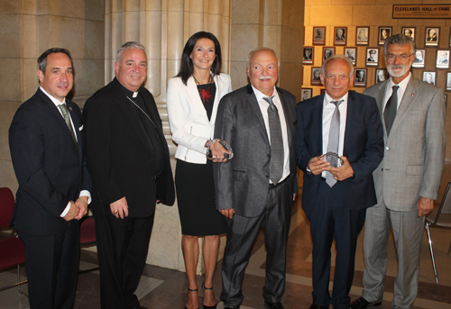 Matt Zone, Bishop Perez, Consul Scaiola, Roberto and Aldo Campellone and Mayor Jackson