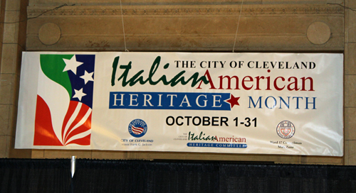 Italian Heritage Month in Cleveland City Hall banner