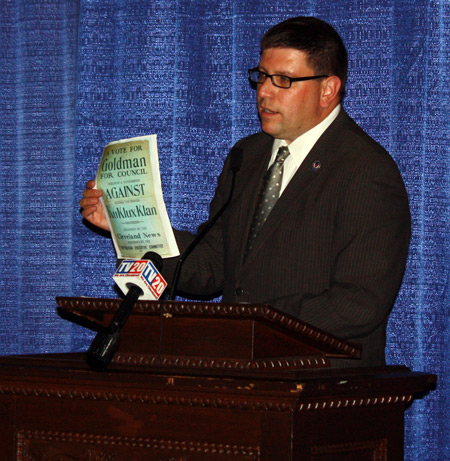 Joe Cimperman with Ku Klux Klan literature