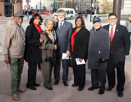 Harrison Dillard, Mamie Mitchell, Gloria Owens, Mayor Frank Jackson, Phyllis Cleveland, Milton Maltz and Joe Cimperman