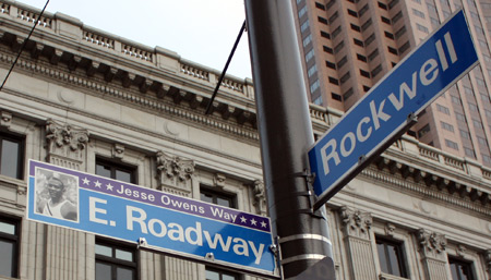 Jesse Owens Way street sign in Cleveland Ohio