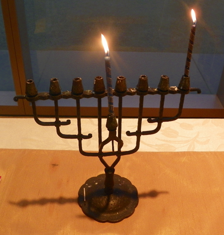 First night of Hanukkah candles