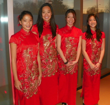 Chinese New Year greeters - Stephanie Zhou, Dianna Lu, Margaret Li and Lynn Jiao