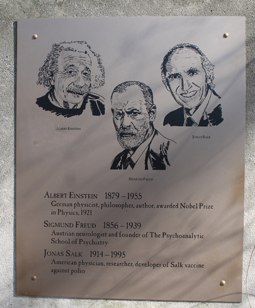 Hebrew Cultural Garden plaque - Albert Einstein, Sigmund Freud, Jonas Salk