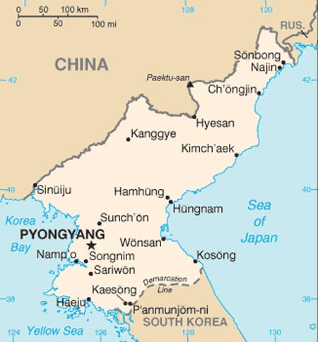North Korea. Map of North Korea