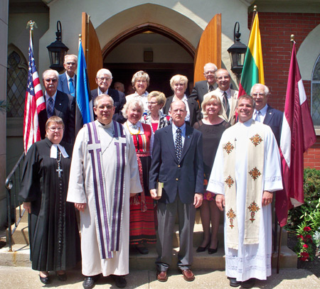 Group at Baltic State service to commemorate the Soviet occupation and  victims of mass deportationc