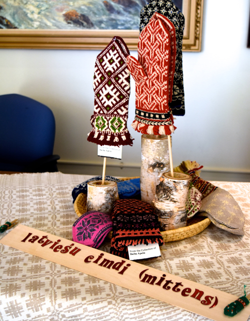 Latvian mittens from Cleveland area Latvians on display