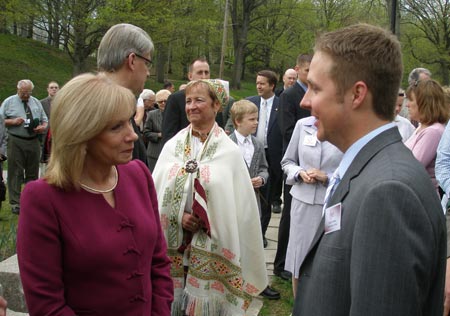 Latvian President Valdis Zatlers and wife Lilita greet the Cleveland Latvian community