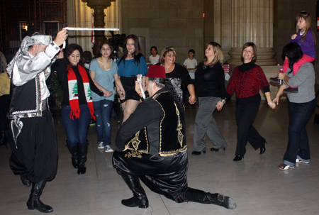 Dancing at at Lebanon Day celebration at Cleveland City Hall