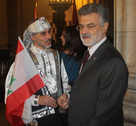 Issam Boudiab ( leader of the dance group Ajyal) with Mayor Jackson