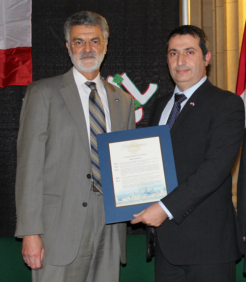 Consul General of Lebanon Bilal Kabalan and Cleveland Mayor Frank Jackson