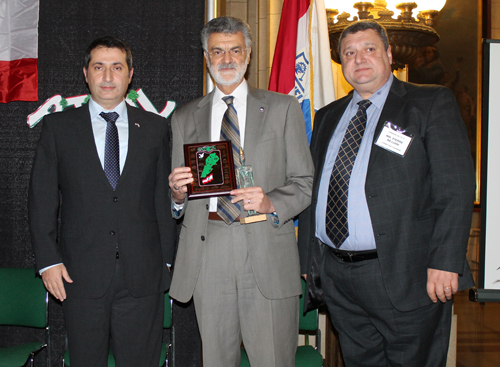 Consul General of Lebanon Bilal Kabalan and Cleveland Mayor Frank Jackson and Pierre Bejjani