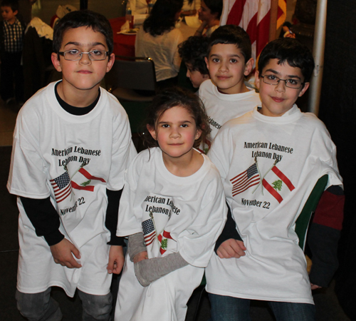 Lebanese kids in Lebanon Day shirts