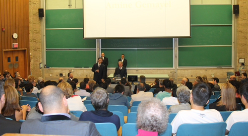 CWRU crowd for Former President of Lebanon Amine Gemayel