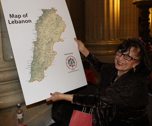 Blanche Salwan and a map of Lebanon