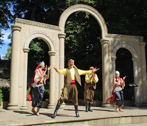 Ajyal Dabke Lebanese Dancers performed in the Syrian Garden in front of the replica of the Palymyra Arch in Syria