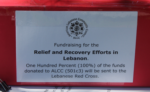American Lebanese Community Council fundraising box for Beirut