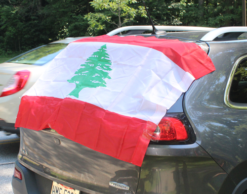 Lebanon flag on car