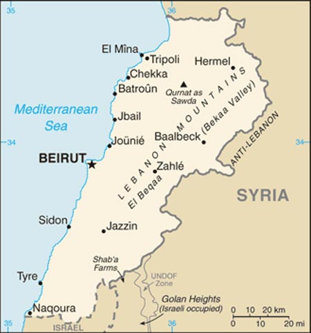 Map of Lebanon