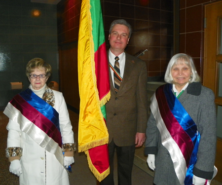 Lithuanian flag bearers - Mylita Nasvytis, Edis Kizys and Amanda Muliolis
