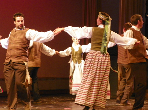 Lithuanian dancers in traditional costumes