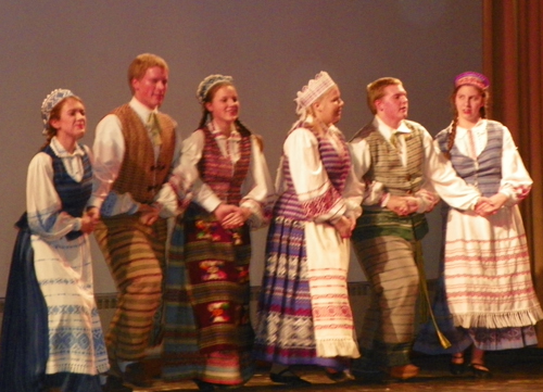 Lithuanian dancers in traditional costumes