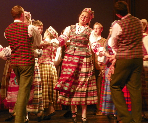 Lithuanian dancers in traditional costumes