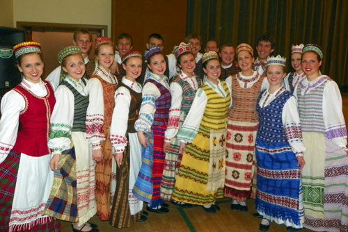 Lithuanian dancers in traditional costumes