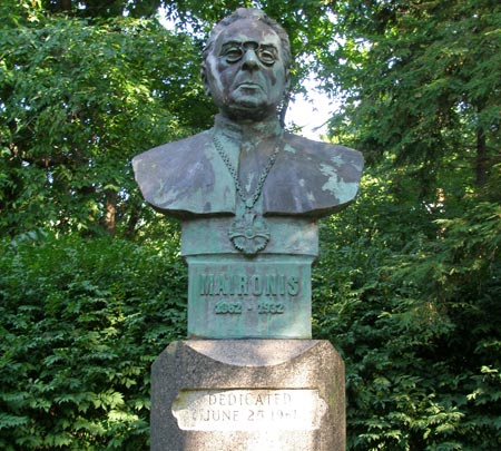 Maciulis Maironis statue in Lithuanian Cultural Garden in Cleveland Ohio (photos by Dan Hanson)