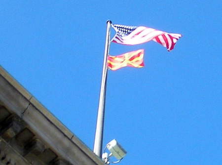Macedonian Flag flying over Cleveland City Hall