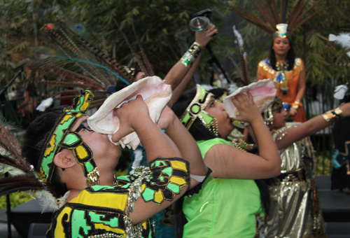 Grupo Tepehuani Nelli perform an ancient Mexican Aztec dance 